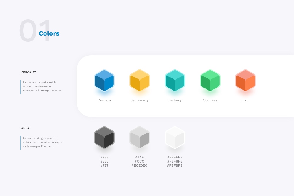 Design System colorimétrique du site de cashback Poulpeo